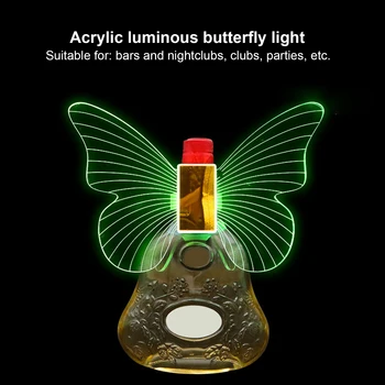 USB LED izzó pillangószárnyak fluoreszcens fények Boros borosüveg készlet 7 szín Fényváltás Party bár Pezsgősüveg borítók