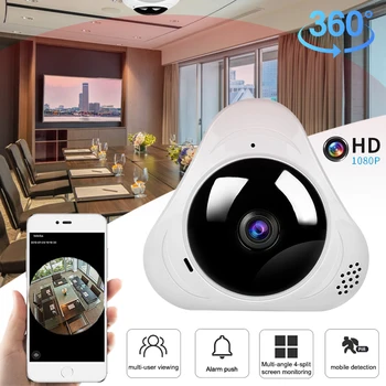WIFI 360 panoráma mini kamera HD 1080P éjjellátó kamerák kétirányú hangmegfigyelés Otthoni biztonsági védelem videofelvevő