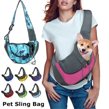 ÚJ kisállat kölyökkutya hordozó S / L kültéri utazási kutya válltáska háló Oxford Single Comfort heveder kézitáska táskája