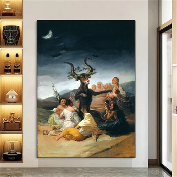 Vintage boszorkányok szombati nyomatai Francisco De Goya y Lucientes poszter vászon festmény otthoni boszorkányok mágikus művészet otthoni fali dekoráció