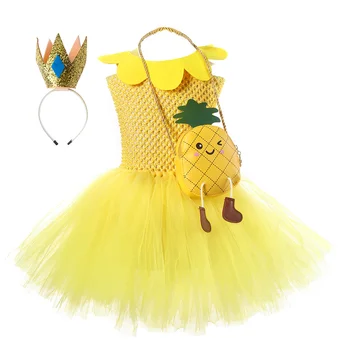 Baby Gilrs Party Ananász show szett Aranyos korona ruha Chikdren Party jelmez ruha öltöny Halloween öltöztetőre