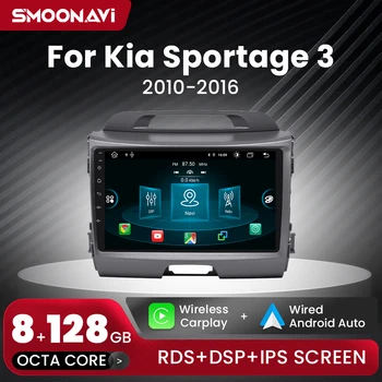 8 GB 128 GB Android 12 AI hang vezeték nélküli Carplay autórádió multimédia KIA Sportage 2010 2011 2012 2013 2014-2016 IPS Wifi GPS