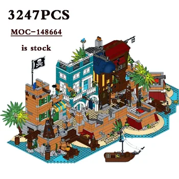 2023 Új MOC-148664 Nassau Pirate Harbor-21322-10270 alternatív design DIY modell 3247 részes építőjáték gyermekeknek születésnapi ajándék