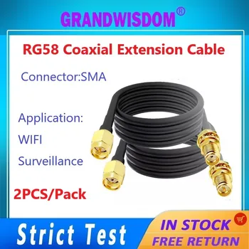 GWS 2PCS RG58 koaxiális 40CM RF kábel SMA férfi Anya RP SMA hosszabbító kábel kétrétegű képernyő WIFI megfigyelő routerhez