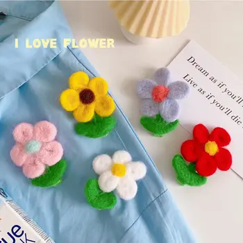 Aranyos divat virág Gyerekek Alloy lányok nők hajtű gyapjú filc BB klip plüss koreai stílusú barretták