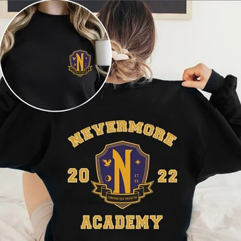 Hot Wednesday Nevermore Academy Graphic Hoodie Addams pulóverek Női Férfi Crew Neck Harajuku kapucnis pulóver Unisex