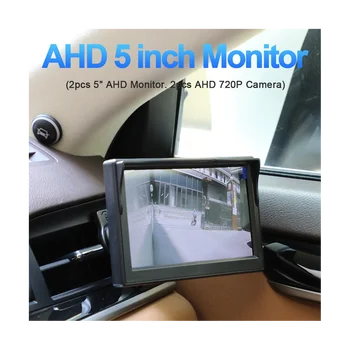 Car AHD 5 hüvelykes digitális oldalsó monitor tükörrendszer 2 db 720P HD éjjellátó oldalnézeti kamerával Fekete+fehér