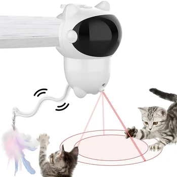 Interaktív macskajátékok beltéri macskáknak,Macska lézerjáték LED fénnyel, tollakkal,