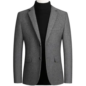 Férfi üzleti alkalmi öltöny kabát Retro brit egyszínű öltöny gyapjú kabát férfi blézer luxustervező oversize kabát