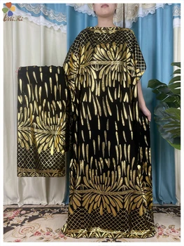 Új, divatos muszlim női ruha aranyozott bő szabású köntössel és nagy sállal Dubai Maxi Islam női ruha afrikai ruha