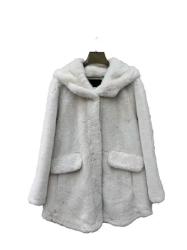 Gyapjú kapucnis középhosszú kabát alkalmi divat 2024 ősz új 1215 forró