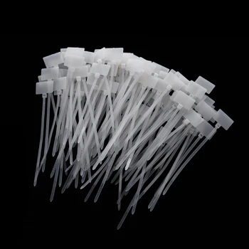 100 db Fehér Műanyag Nylon Markolat Címkék Címke Matrica Kábelkötegelők 2x11cm 85WC