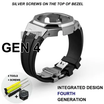 GEN 4 GA2100 fém keret Casio módosításhoz 4. generációs gumi óraszíj GA-2100/2110 rozsdamentes acél 4rd Mod