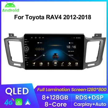 QLED képernyő autós rádió Toyota RAV4 4 XA40 5 XA50 2012-2018 multimédia lejátszó navigáció GPS a Carplay Android auto No 2din