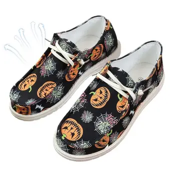 Halloween cipők Slip-On Loafers Canvas Halloween cipők Tornacipők Walking Fashion Kényelmes laza cipők diákoknak Nők