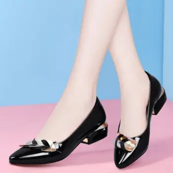 Cresfimix női klasszikus fekete pu bőr csúszda szögletes sarkú pumpák hölgy szexi party égszínkék cipő irodába zapatos A6052b
