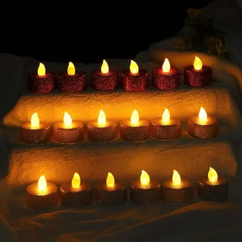 Party,Javaslat,Fesztivál elrendezés csillogó Halloween dísz Láng nélküli gyertyák Tea lámpák Lakberendezés Gyertya LED lámpa