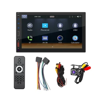 7 hüvelykes dupla Din autórádió CarPlay Android Auto Mirror-Link, multimédiás érintőképernyős lejátszó Bluetooth rádió kamera USB