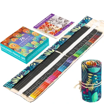 72Pcs Color Pencil Premium Artist színes ceruza készlet Kézzel készített vászon ceruzacsomagolás Extra tartozékok Ünnepi ajándék ceruzák