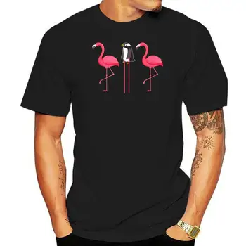 Férfi rózsaszín flamingó szerető pingvin álcázó póló méret M-3Xl pulóver póló