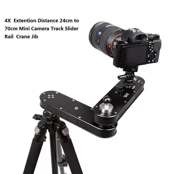 Foleto hordozható 4X kiterjesztési távolság 24cm és 70cm között Mini kamera csúszka állítható videó Dolly sín mozgó csúszka Daru gém