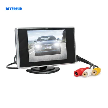 DIYSECUR 3,5 hüvelykes színes TFT LCD visszapillantó monitor Autós monitor parkoló visszapillantó monitor 2 csatornás videobemenettel