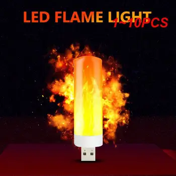 1 ~ 10DB éjszakai fény USB lángfény Gyertya fény LED lángfény USB légköri fény USB csatlakozó lámpa kültéri beltéri