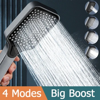 4 módok Nagynyomású nagy áramlású zuhanyfej Nagy panel víztakarékos permetező fúvóka masszázs esőzuhany Fürdőszoba kiegészítők