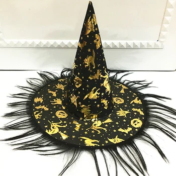Halloween Boszorkány kalap Gótikus kreatív varázsló kalap Cosplay széles karimájú hegyes felső kalap Party sapka Jelmezek kiegészítő