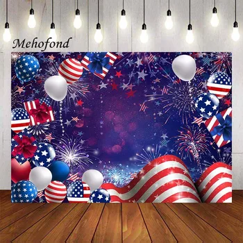 Mehofond Photography Háttér A függetlenség napja Amerikai zászló csíkok léggömb Július 4. Party Decoratio háttér fotóstúdió