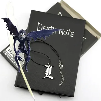 Diáknapló Anime Death Note Notebook Set Bőr napló és nyaklánc Toll Napló Death Note Pad Teljes készlet