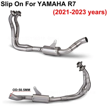 Slip On for YAMAHA R7 2021 2022 2023 motorkerékpár kipufogórendszerek Escape Front Middle Link cső rozsdamentes acél 51MM kipufogódob