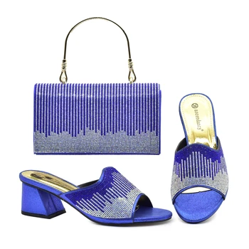 Doershow kiváló minőségű afrikai stílusú női cipők és táskák készlet A legújabb kék olasz cipő és táska készlet bulihoz! HAA1-3