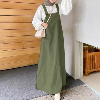 Alkalmi bő ujjatlan sima női harisnyatartó Tavasz ősz Új tömör alkalmi hosszú ruha Muszlim Törökország Egyszerű napi női ruhák