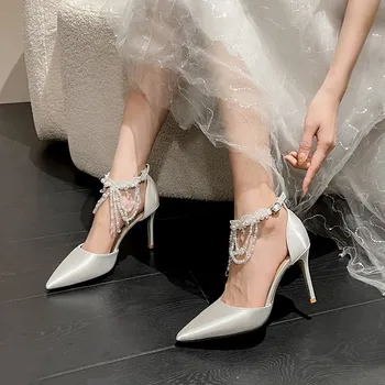 Fő esküvői ruha Bojt lánc Magas sarkú cipő Vékony sarkú cipő Ruha parti Menyasszonyi szandál