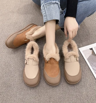 Koreai cipők All-Match vegyes színek Eltömíti a platformot Alkalmi női tornacipők Ruha lakások Nők 2023 Új kúszónövények Téli alap Micro