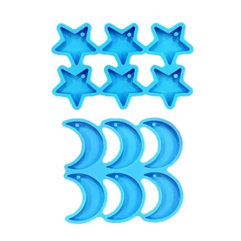Pentagram Hold fülbevaló Forma Ékszerek Öntőforma Szilikon penész DIY kézműves Penész medál kézműves kellékek nőknek Dropship