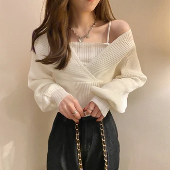 Enyhe szél hamis két hosszú ujjú pulóver női őszi koreai változata új pulóver felső dagály