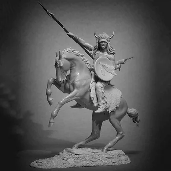 Unassambled 1/32 ősi harcos tiszt lóval Gyanta figura miniatűr modell készletek festetlen