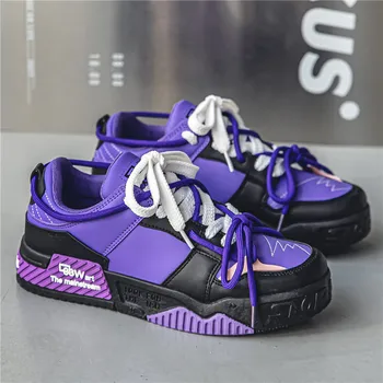 Forró akció Trend lila tornacipők Férfi gördeszka cipők 2023 Tervező Fűzős görkorcsolya Tornacipők férfiaknak Platform cipők TENIS masculino