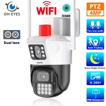 IClásd 8MP 4K kettős lencsés vezeték nélküli CCTV megfigyelő kamera Kültéri automatikus követés Wifi PTZ IP biztonsági kamera színes éjszakai látás