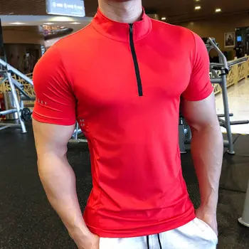 Kompressziós sporting férfi rövid ujjú fitnesz futóing Qucik szárító edzőterem póló Futball mez férfi sportruházat