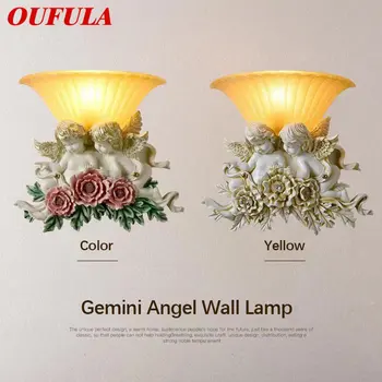 OUFULA Modern angyal fali lámpák Vintage LED kreatív műgyanta Sconce lámpa otthoni nappalihoz Hálószoba folyosóDekor