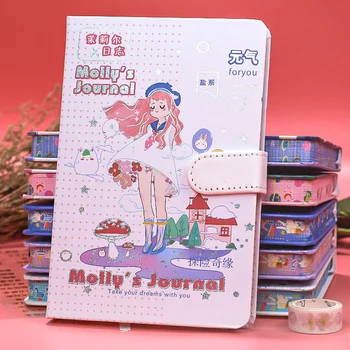 Mágneses csat nagykereskedelmi kézi számla könyv ins szél kreatív aranyos lány szív rajzfilm napló jegyzetfüzet sűrített jegyzettömb napló