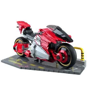Motorkerékpár modell a videojáték-építő játékkészletből 1082 részes MOC építés