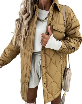 2023 Ősz és tél Új divat Temperamentum ingázás Elegáns hosszú ujjú Snap Button Flap Detail Puffer meleg kabát nőknek