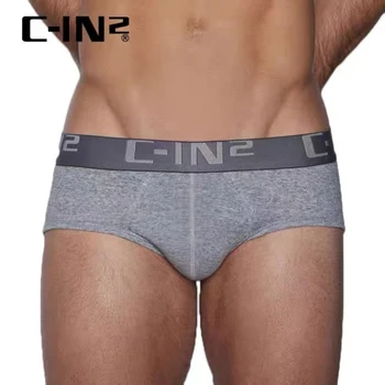 C-IN2 klasszikus férfi fehérnemű egyszínű tiszta pamut varrat nélküli csípőemelő nadrág szexi derék középen U felemelt tasak egyszerű rövidnadrág