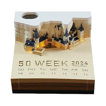 Jegyzettömb jegyzetek Scrapbook naptárral kocka kastély LED 3D jegyzettömb cetlik scrapbook karácsonyi születésnapi ajándék