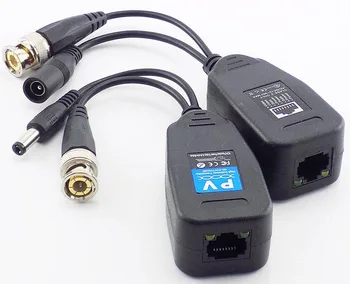 1 Pár (2db) passzív CCTV koax BNC Power Video Balun adó-vevő csatlakozók RJ45 BNC apa CCTV videóhoz Kamera L19