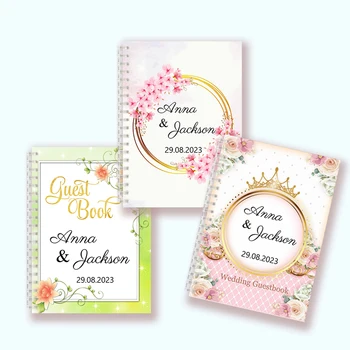 Egyéni A5 spirál notebook Személyre szabott aláírás esküvői vendégkönyv Alternatív vendégkönyv fogadás Mariage Flowers Album Party